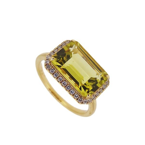 Diamond / Lemon Quartz Ring