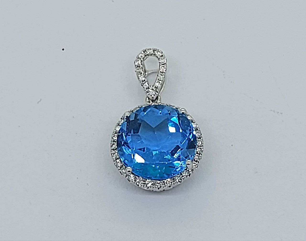 Diamond / Blue Topaz Pendant