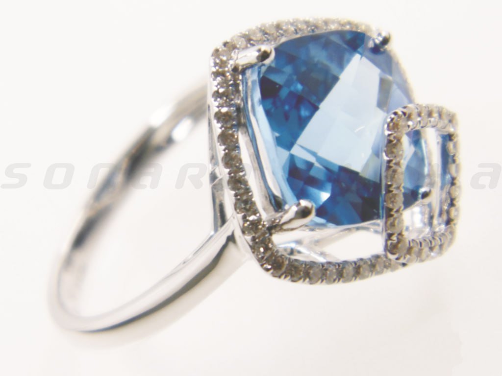 Diamond / Blue Topaz Ring