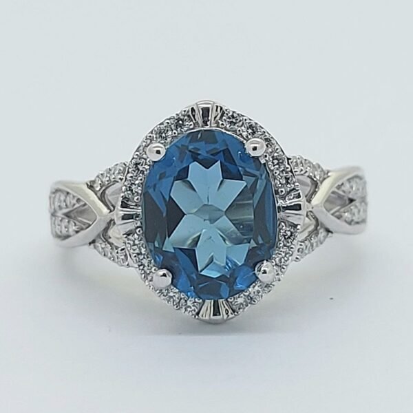 Diamond / Blue Topaz Ring