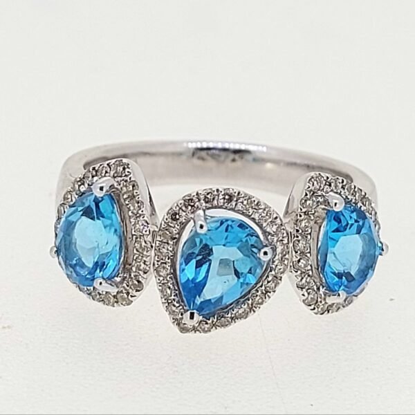 Diamond / Blue Topaz Ring