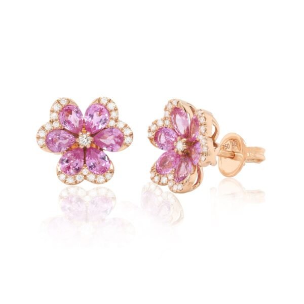 Diamond / Pink Sapphire Earrings