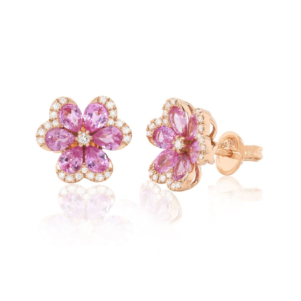 Diamond / Pink Sapphire Earrings