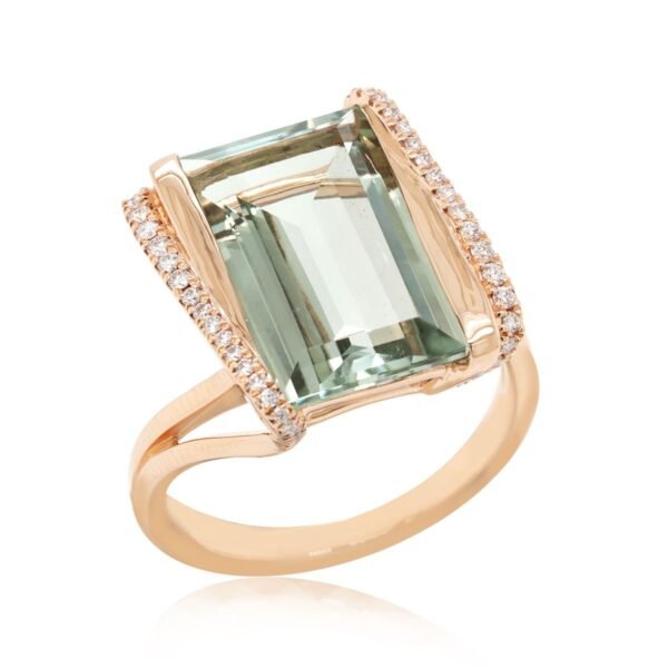 Diamond / Green Quartz Ring