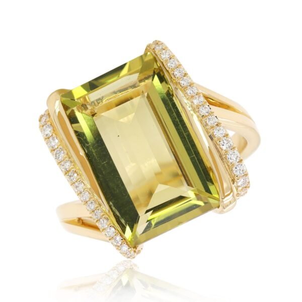 Diamond / Lemon Quartz Ring