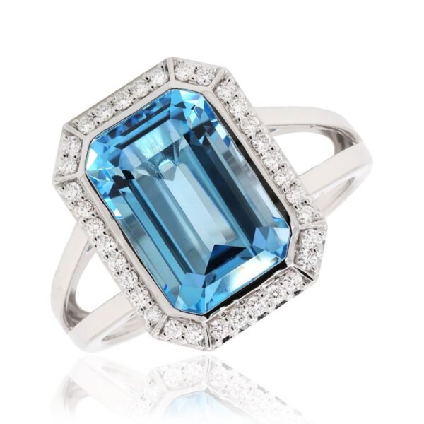 Diamond / Blue Topaz Ring