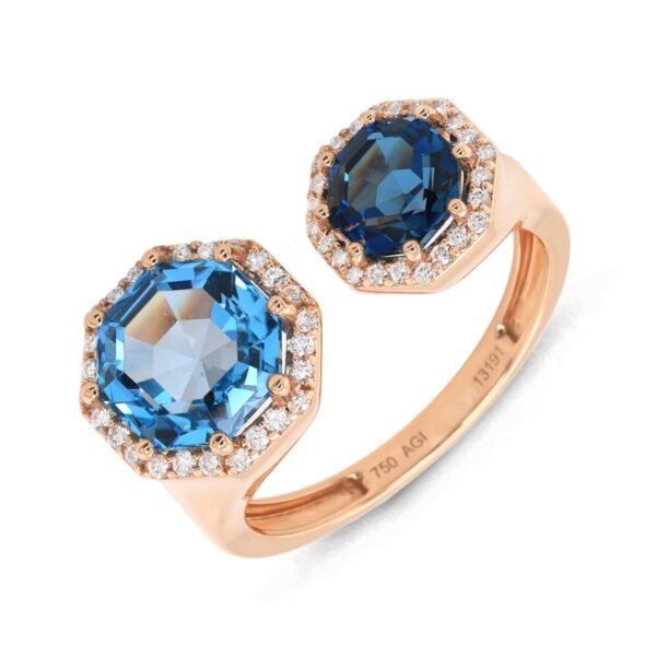 Diamond / Blue Topaz Ring