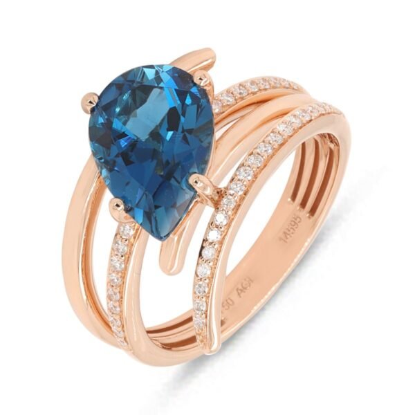 Diamond / Blue Topaz Ring
