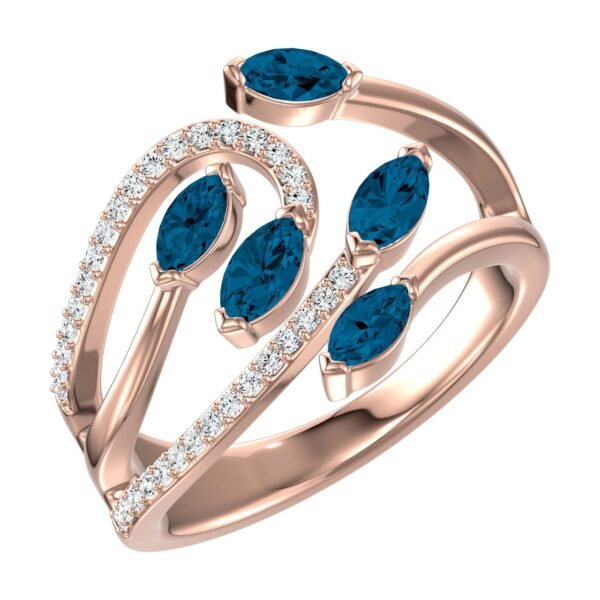 Diamond / Blue Topaz Ring