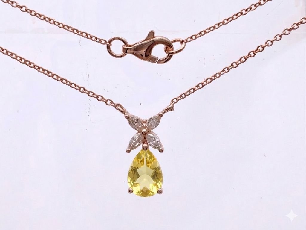 Diamond / Lemon Quartz Necklace