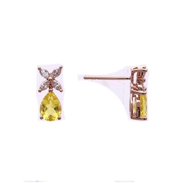 Diamond / Lemon Quartz Earrings