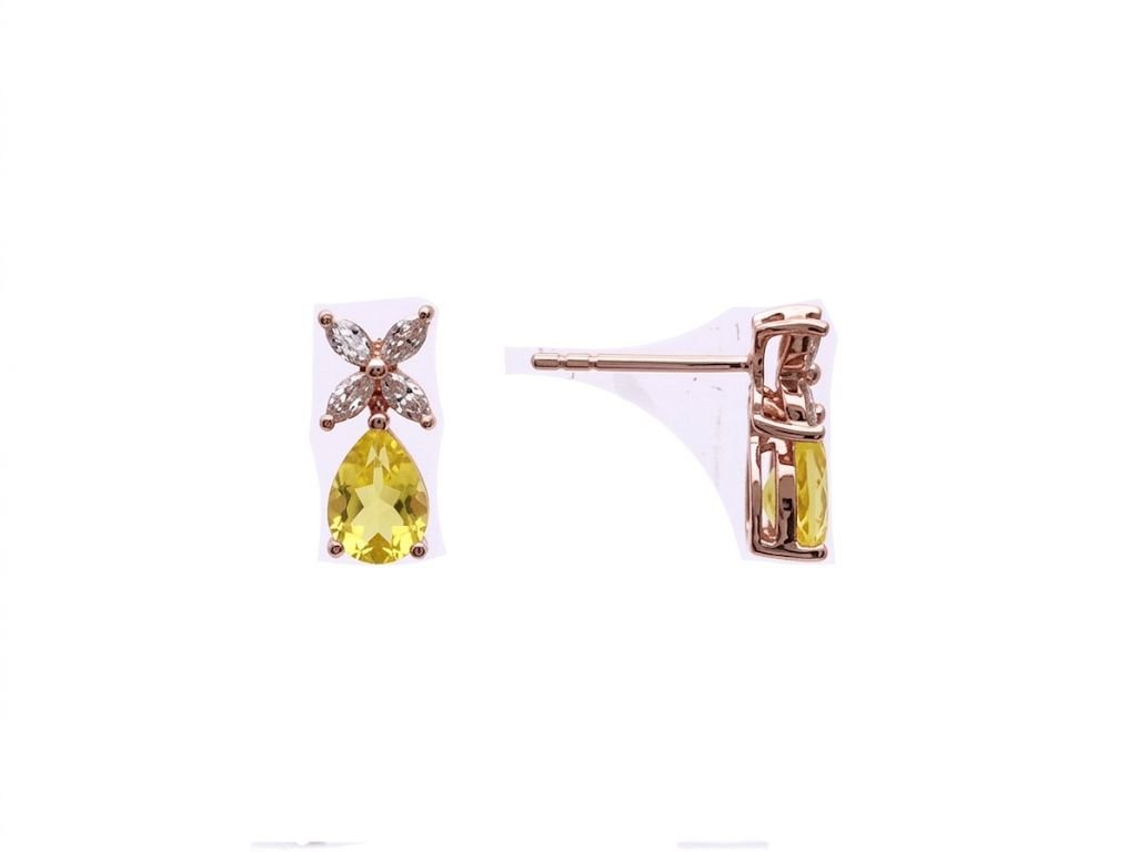 Diamond / Lemon Quartz Earrings