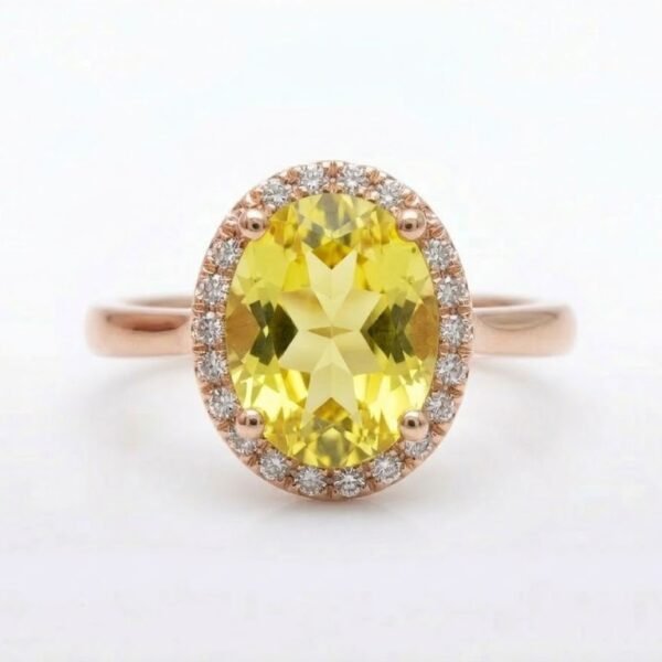 Diamond / Lemon Quartz Ring