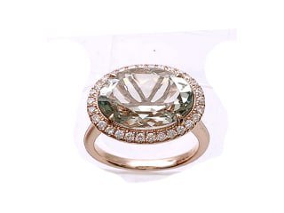 Diamond / Green Quartz Ring