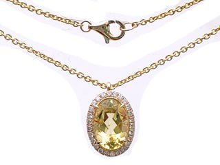 Diamond / Lemon Quartz Necklace
