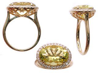 Diamond / Lemon Quartz Ring