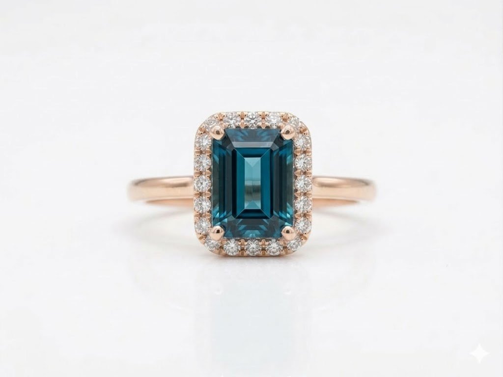 Diamond / Blue Topaz Ring