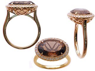 Diamond / Smokey Quartz Ring