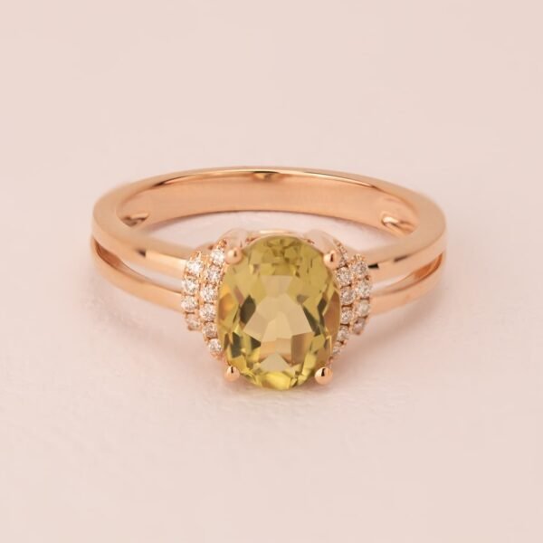 Diamond / Lemon Quartz Ring