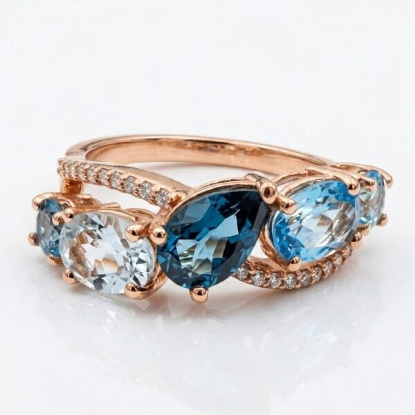 Diamond / Blue Topaz Ring