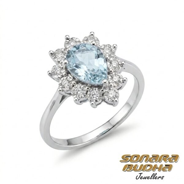 Diamond / Blue Topaz Ring