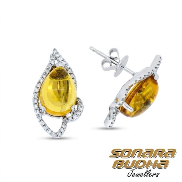 Diamond / Citrine Studs
