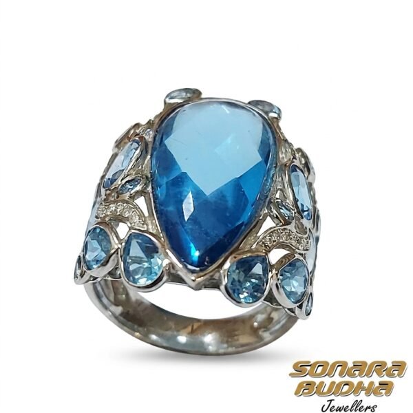 Diamond / Blue Topaz Ring