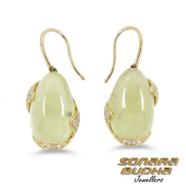 Diamond / Lemon Quartz Earrings