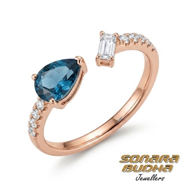Diamond / Blue Topaz Ring