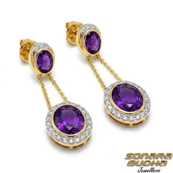 Diamond / Amethyst Earrings