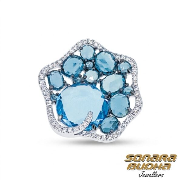 Diamond / Blue Topaz Pendant