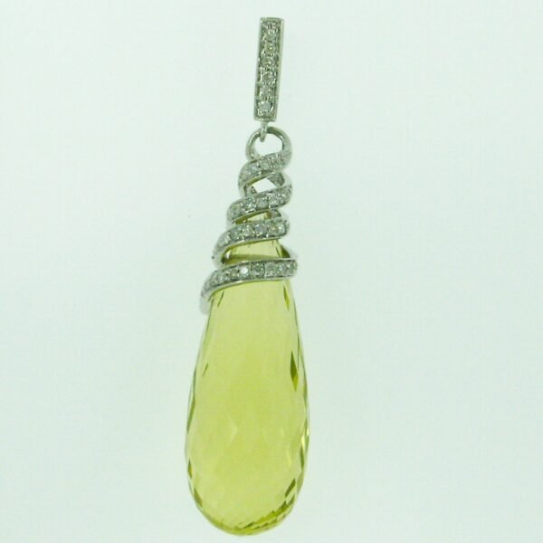Diamond / Lemon Quartz Pendant