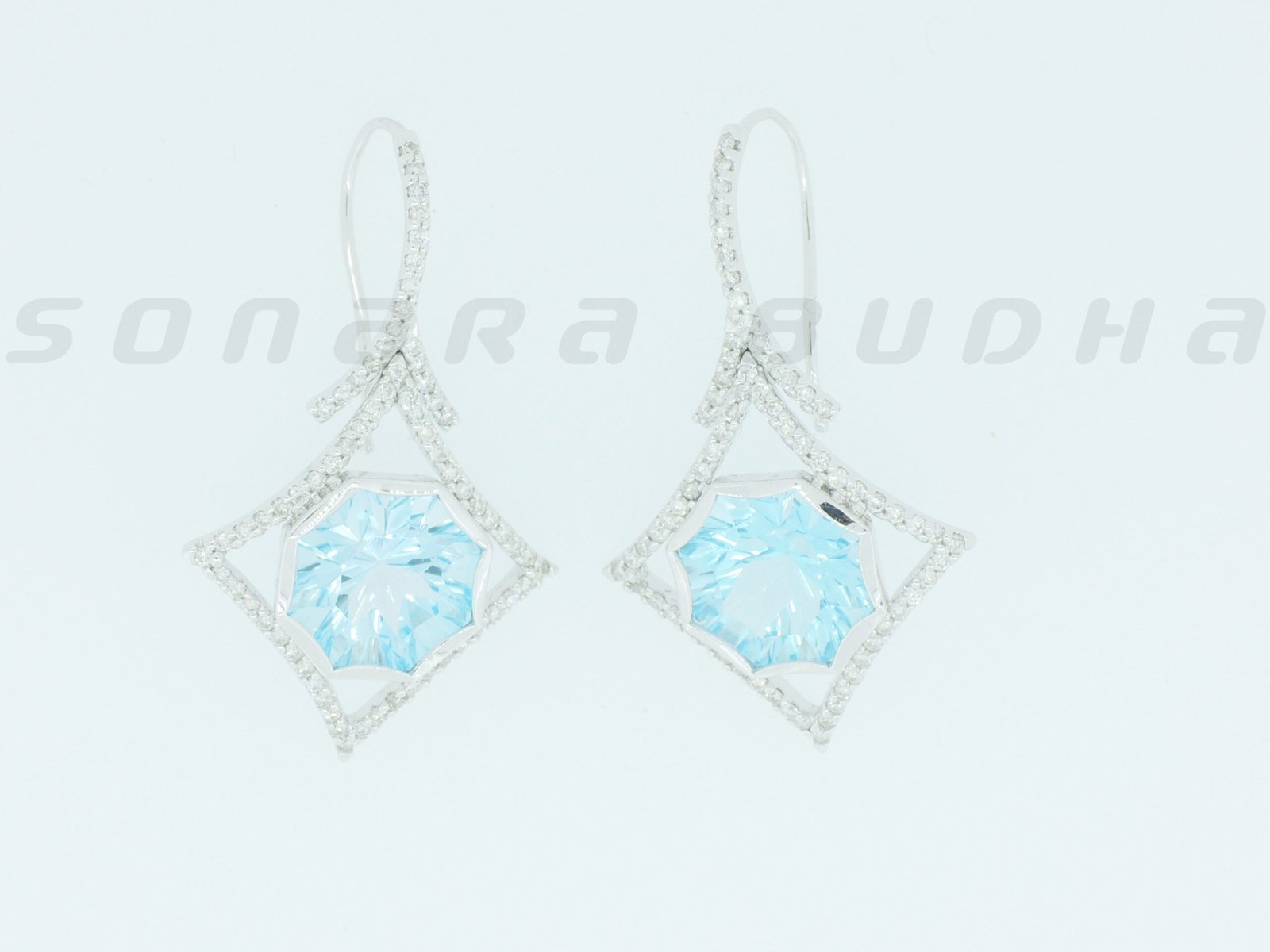 Diamond / Blue Topaz Earrings