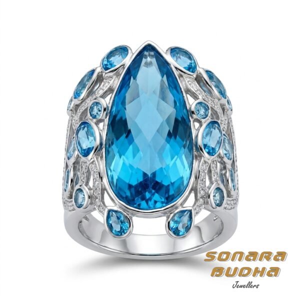 Diamond / Blue Topaz Ring
