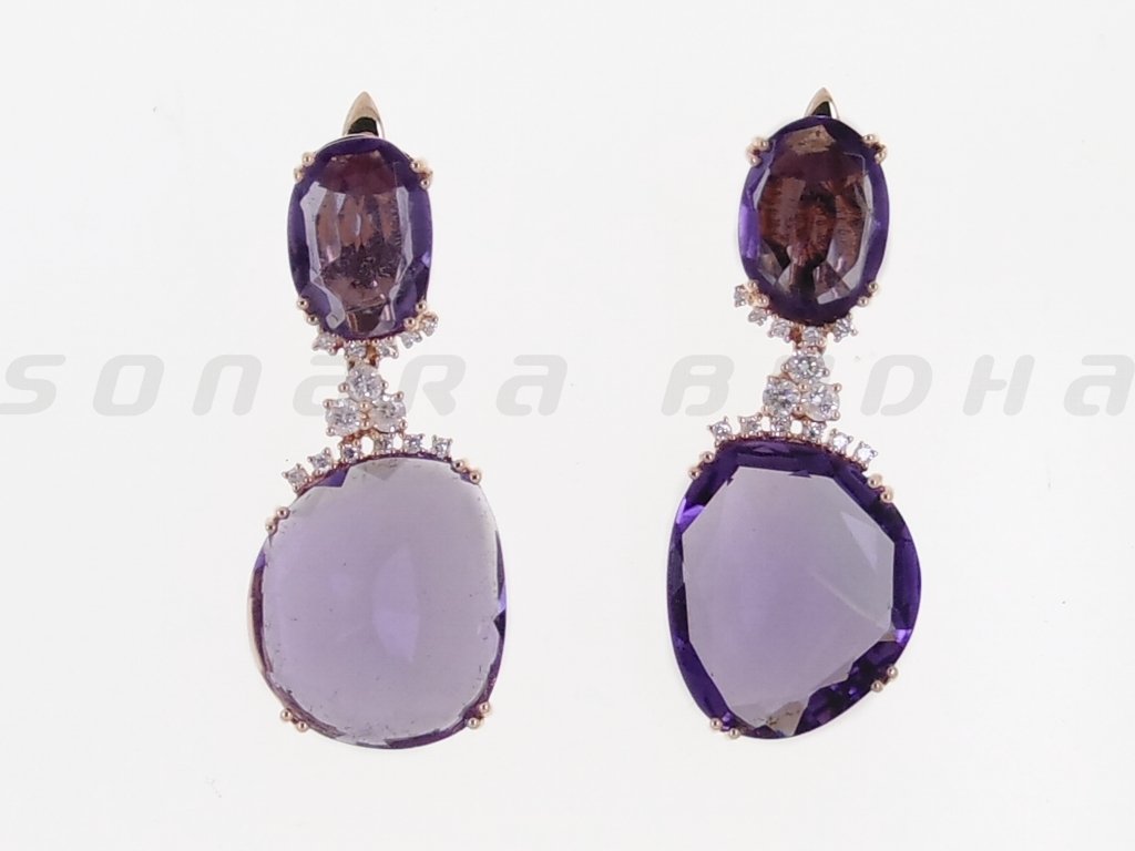 Diamond / Amethyst Earrings