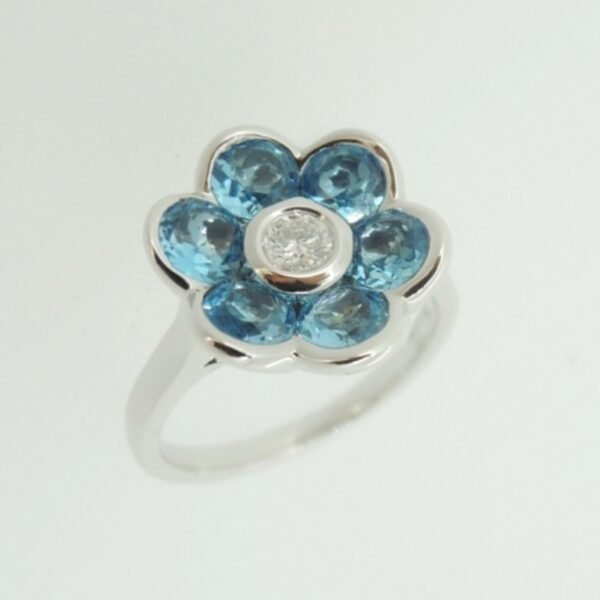 Diamond / Blue Topaz Ring
