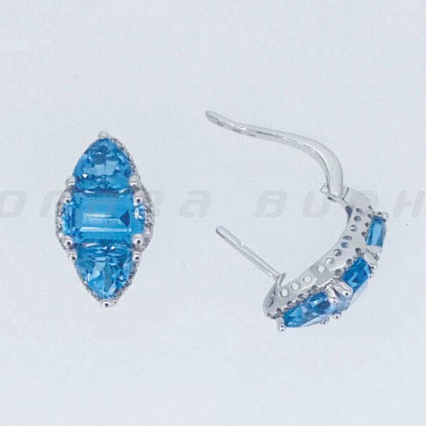 Diamond / Blue Topaz Earrings