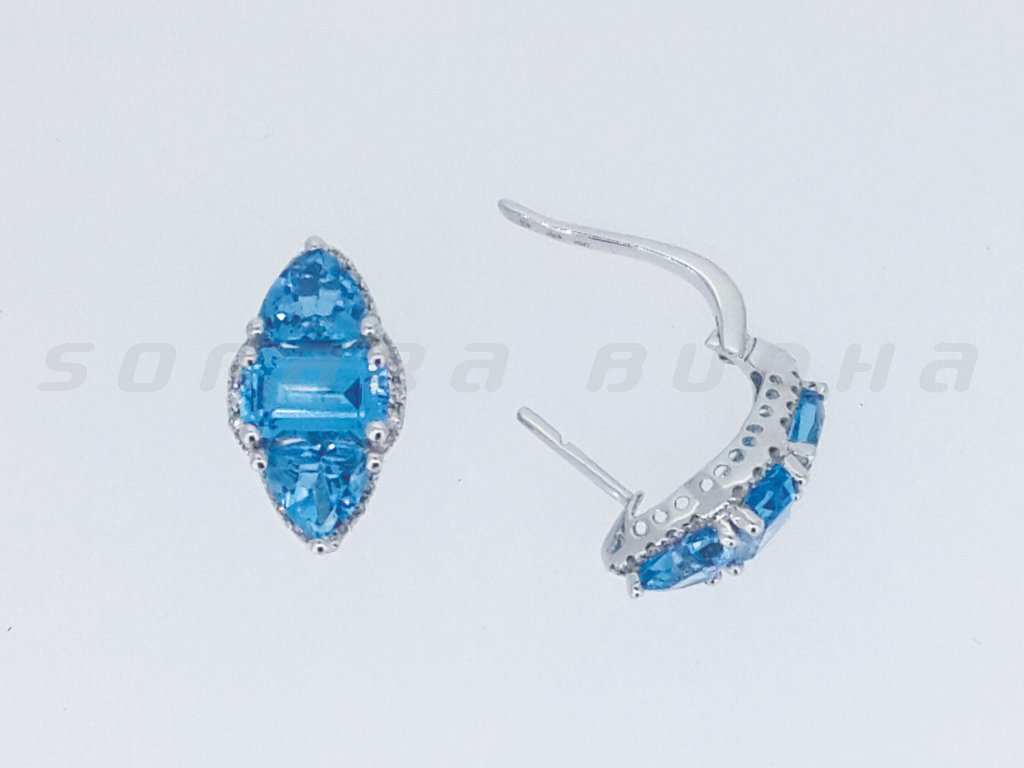 Diamond / Blue Topaz Earrings