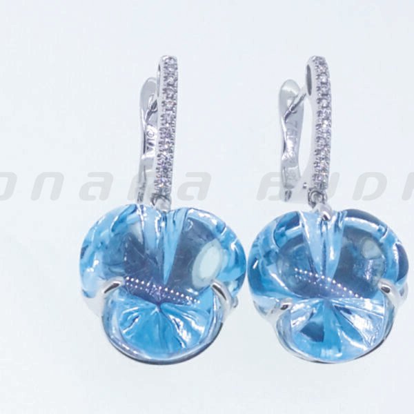 Diamond / Blue Topaz Earrings