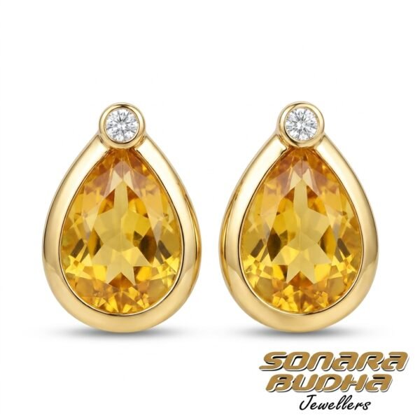 Diamond / Citrine Studs