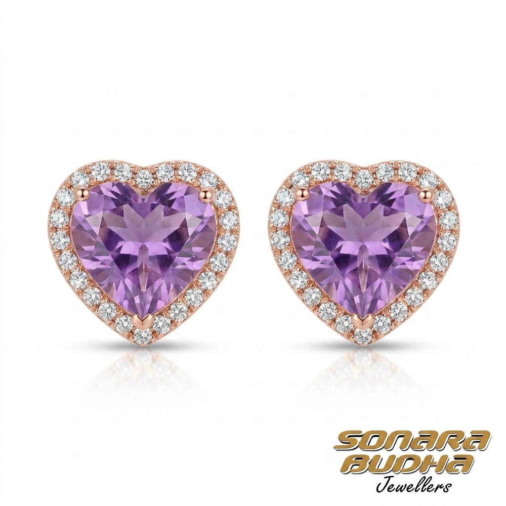 Diamond / Amethyst Studs