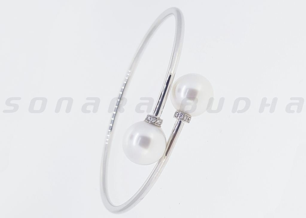 Diamond / SS Pearl Bangle