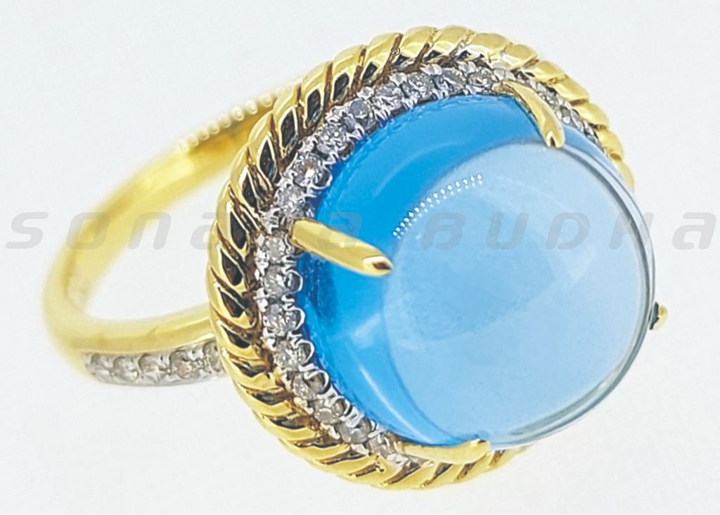 Diamond / Blue Topaz Ring