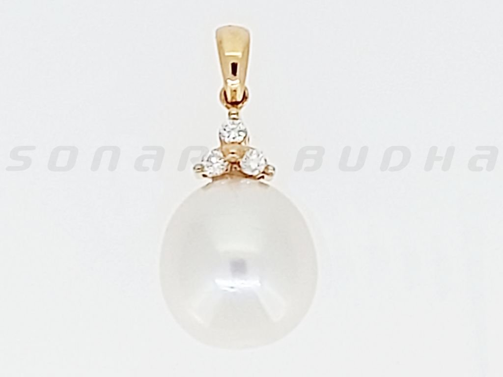 Diamond / SS Pearl Pendant