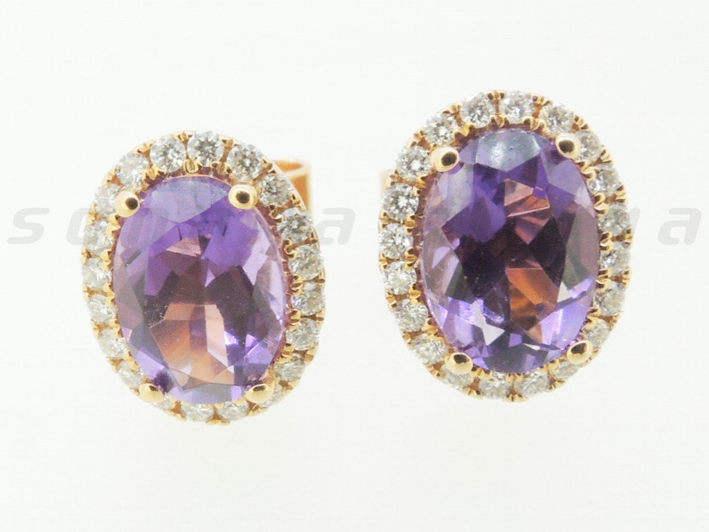 Diamond / Amethyst Studs