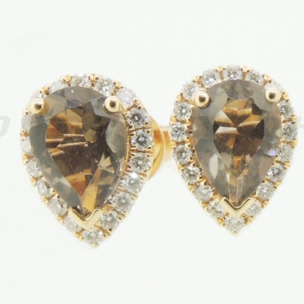 Diamond / Smoky Quartz Studs