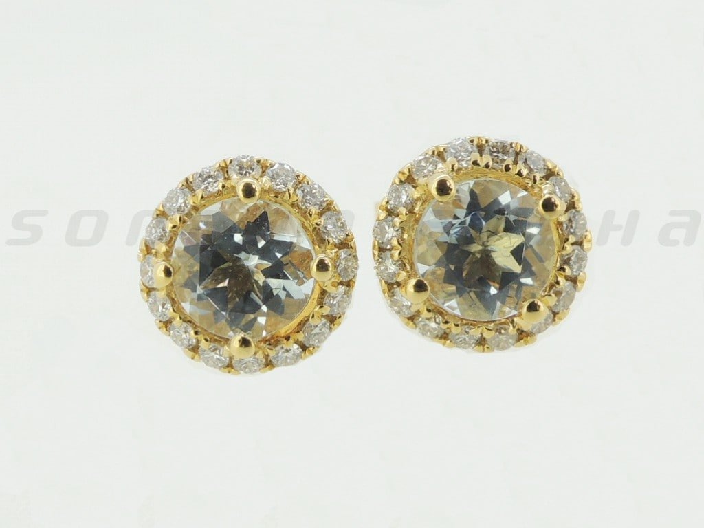 Diamond / Aquamarine Studs