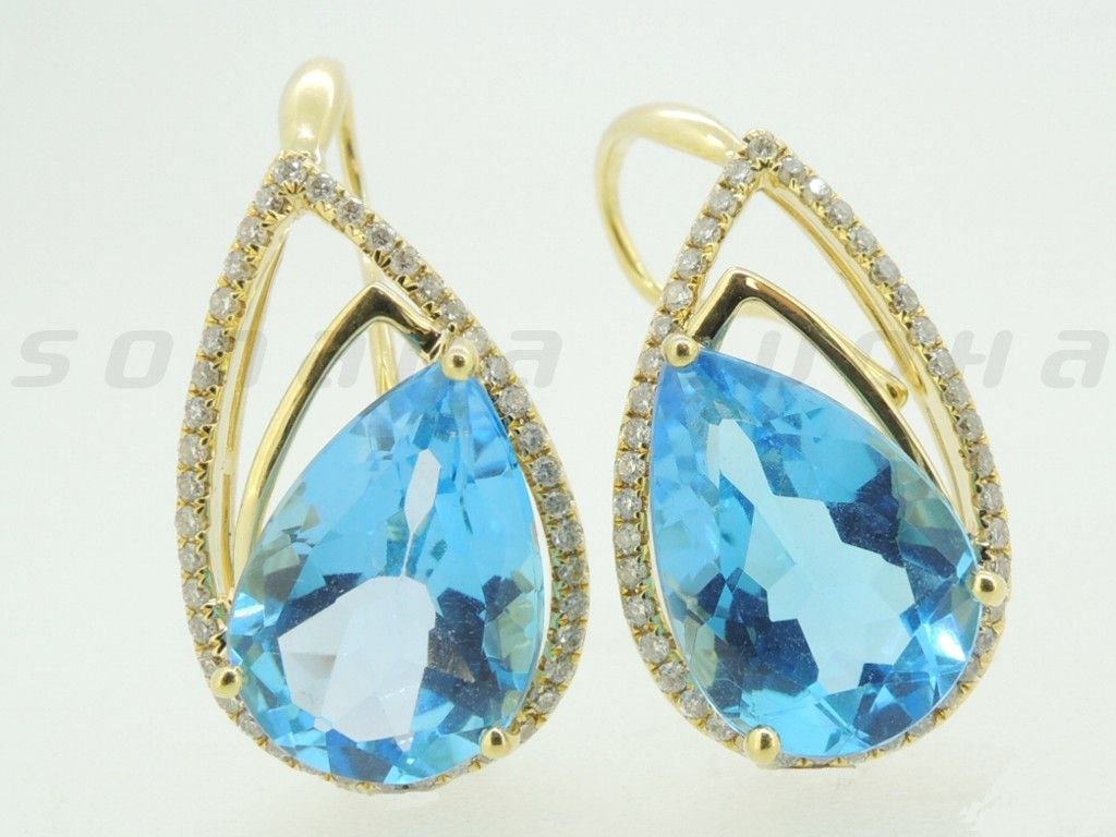 Diamond / Blue Topaz Earrings