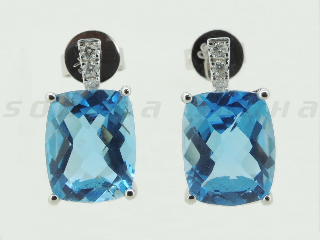 Diamond / Blue Topaz Studs