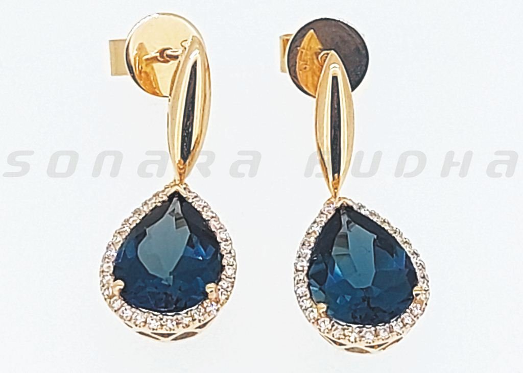 Diamond / Blue Topaz Earrings